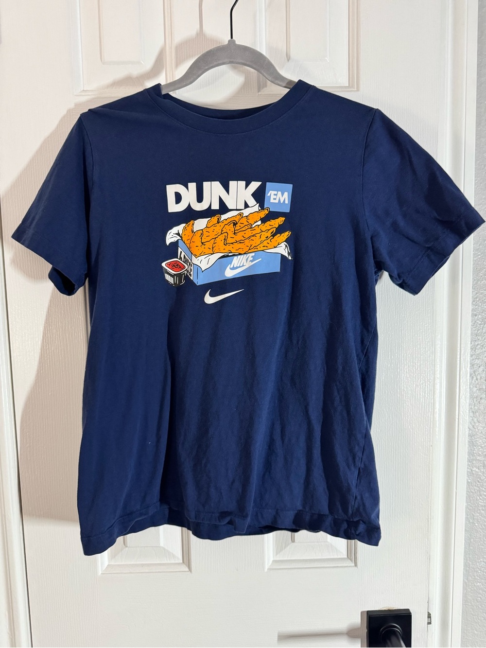 🔥3/$15 Nike Navy Short-Sleeve 'Dunk Em' Graphic basketball tee big boys XL